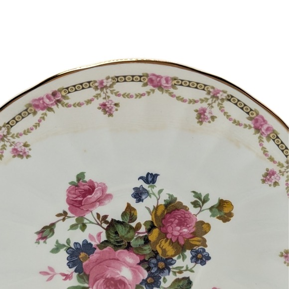 Vintage Allyn Nelson Collection Teacup and Saucer England Pink Rose Gold SEE - Picture 12 of 16